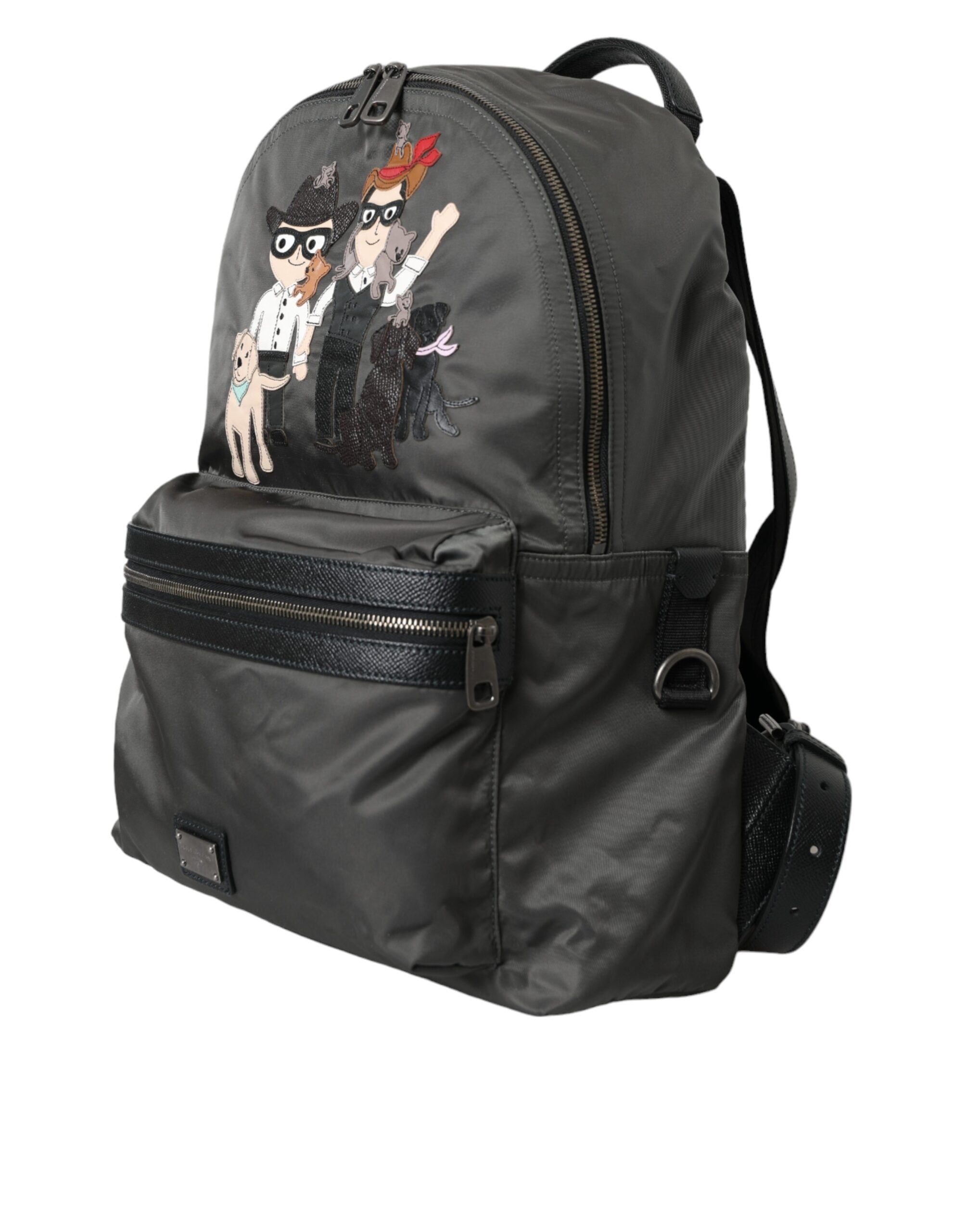 Dolce & Gabbana Koyu Gri Naylon #DGFamily Patch Erkek Sırt Çantası